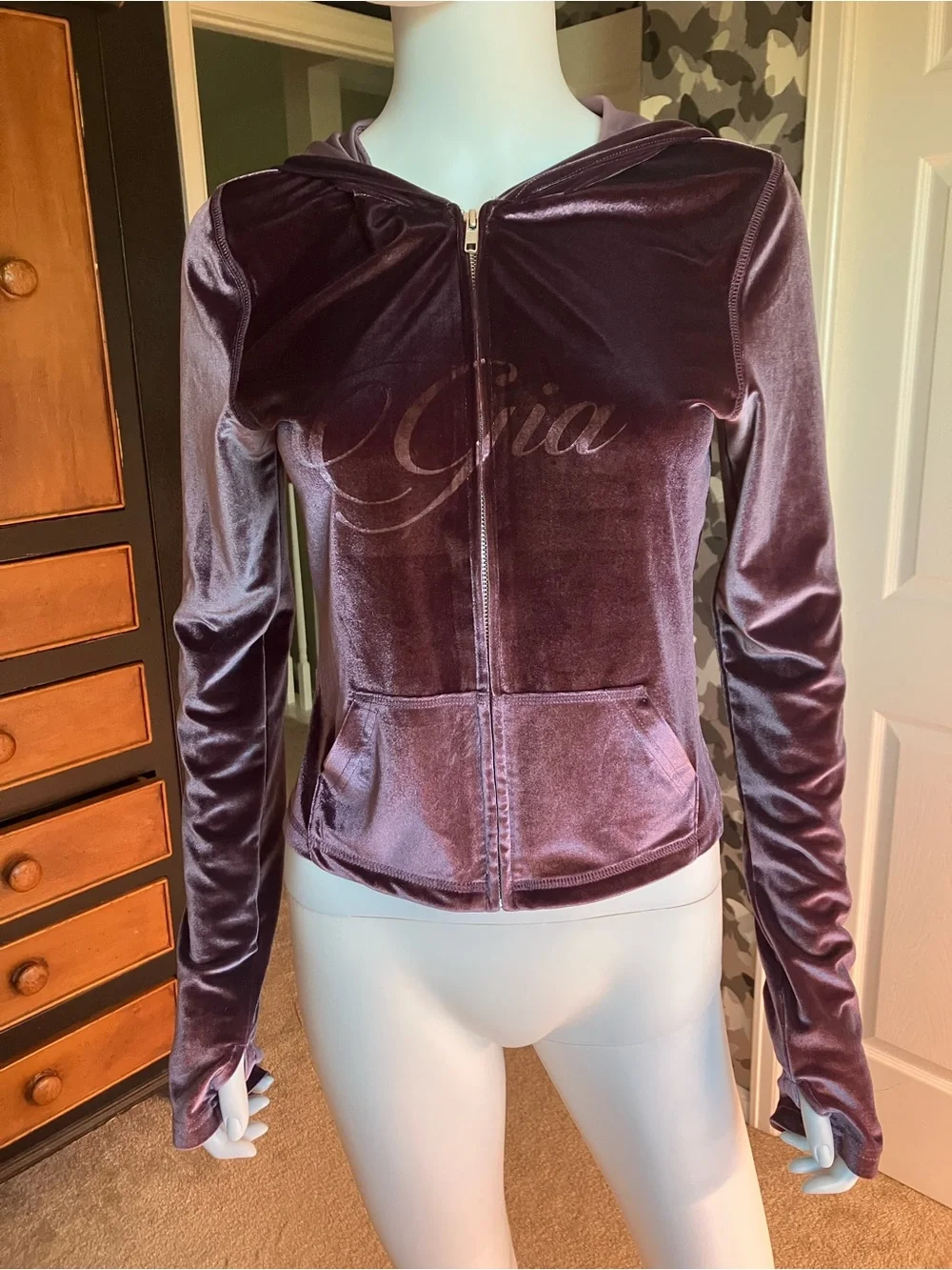 I.AM.GIA Purple Velvet Angel Wing Hoodie Jacket